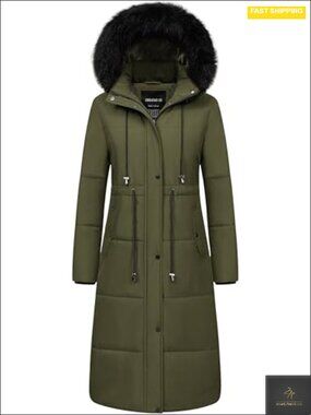 Women's Long Puffer Jacket Waterproof Down Alternative Parka with Hood
